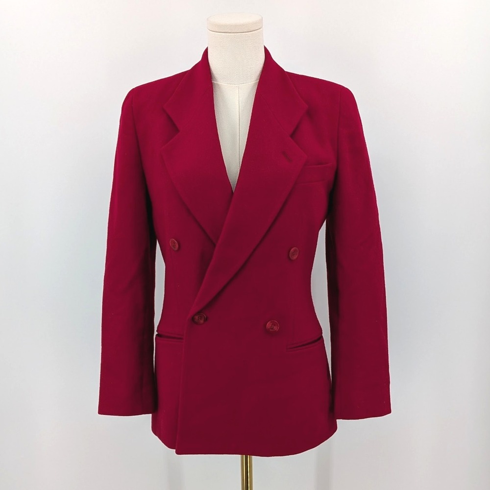 Talbots Vintage Wool-Blend Double-Breasted Blazer – Power Red, Structured (4)‎